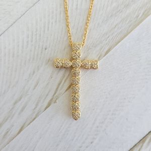 Heart Crystals Cross Necklace